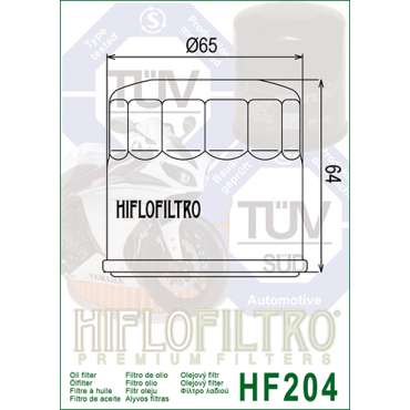 Filtre à huile Hiflofiltro HF204 - 1000519 Kawasaki/Honda/MV Agusta/Triumph/Yamaha